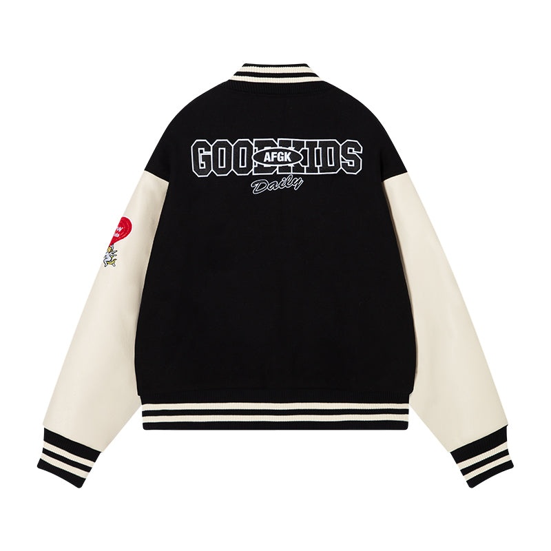 DONCARE(AFGK) "Angel leather varsity jacket" DONCARE(AFGK) "Angel leather varsity jacket"