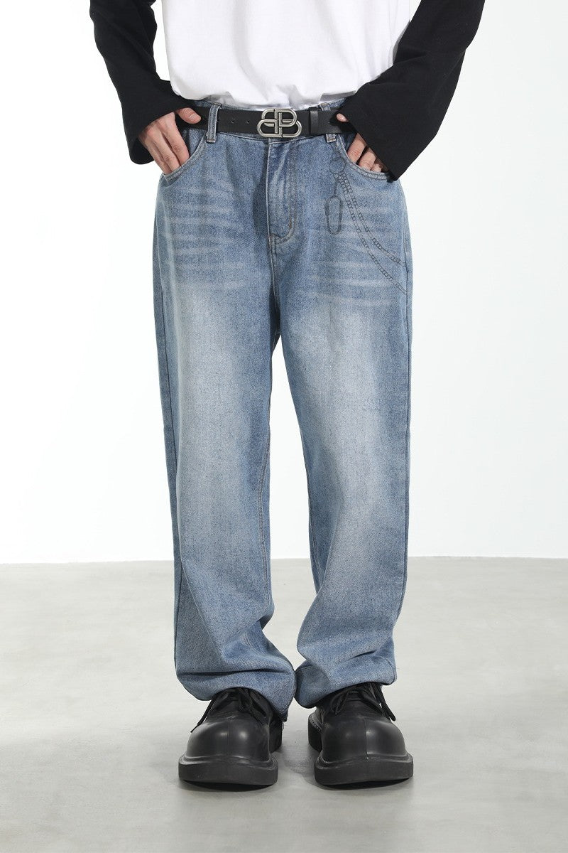 Wallet Chain Printed Washed Denim Wallet Chain Printed Washed Denim