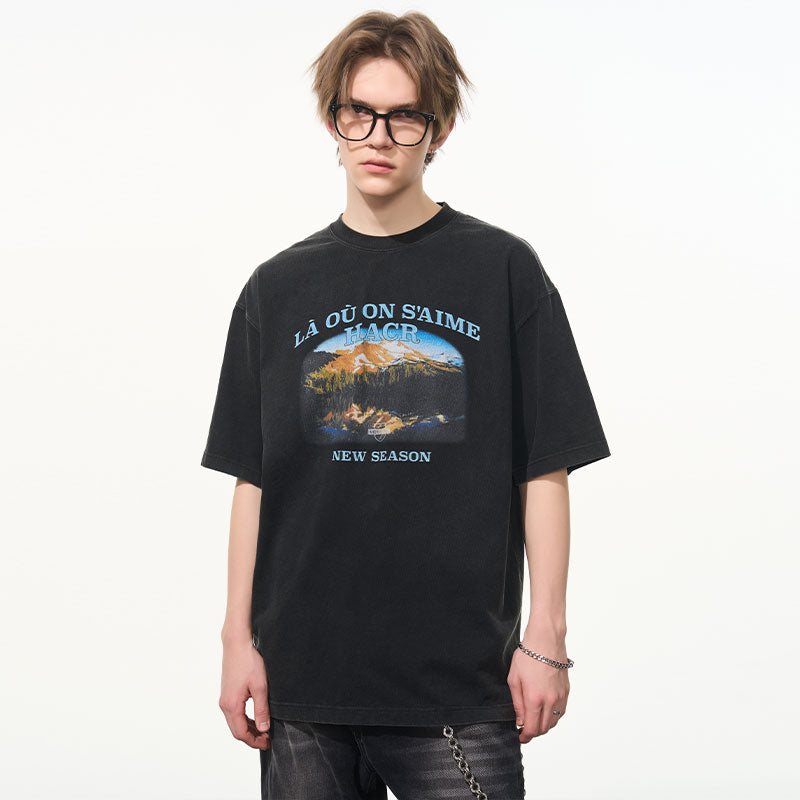 Washed Printed Mountain Tee Washed Printed Mountain Tee