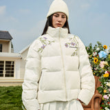 Floral Embroidery Zip HACR Down Jacket Floral Embroidery Zip HACR Down Jacket