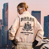 Embroidered Loose Leather Jacket Embroidered Loose Leather Jacket