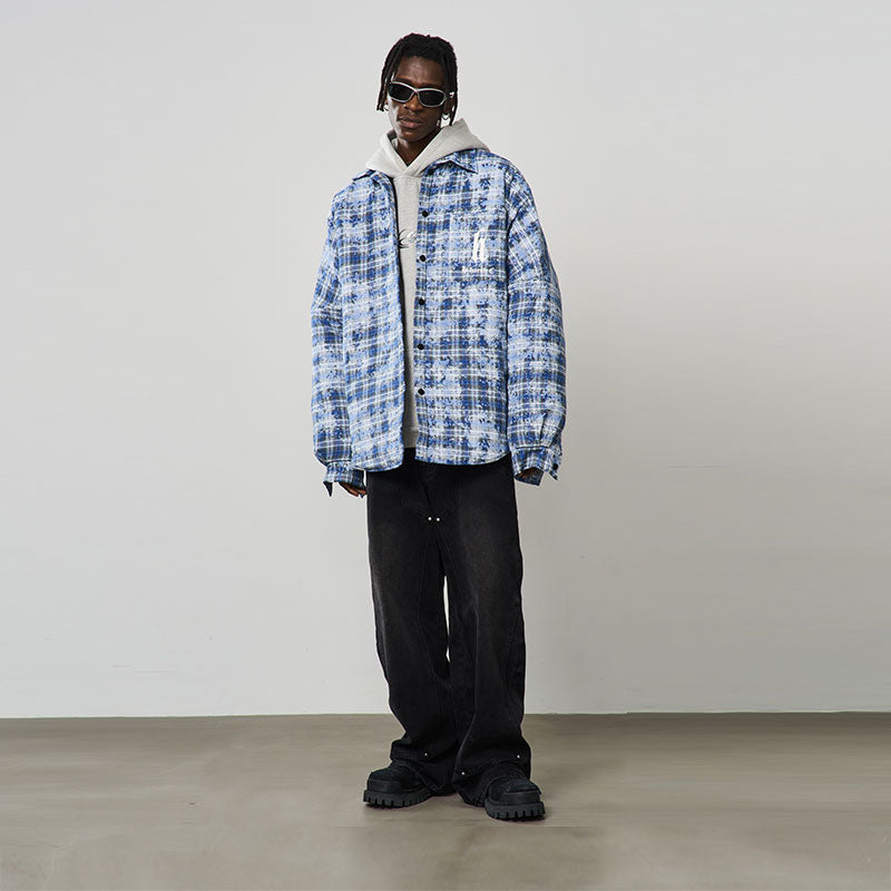 Tie Dyed Plaid Gothic Logo Shirt Tie Dyed Plaid Gothic Logo Shirt