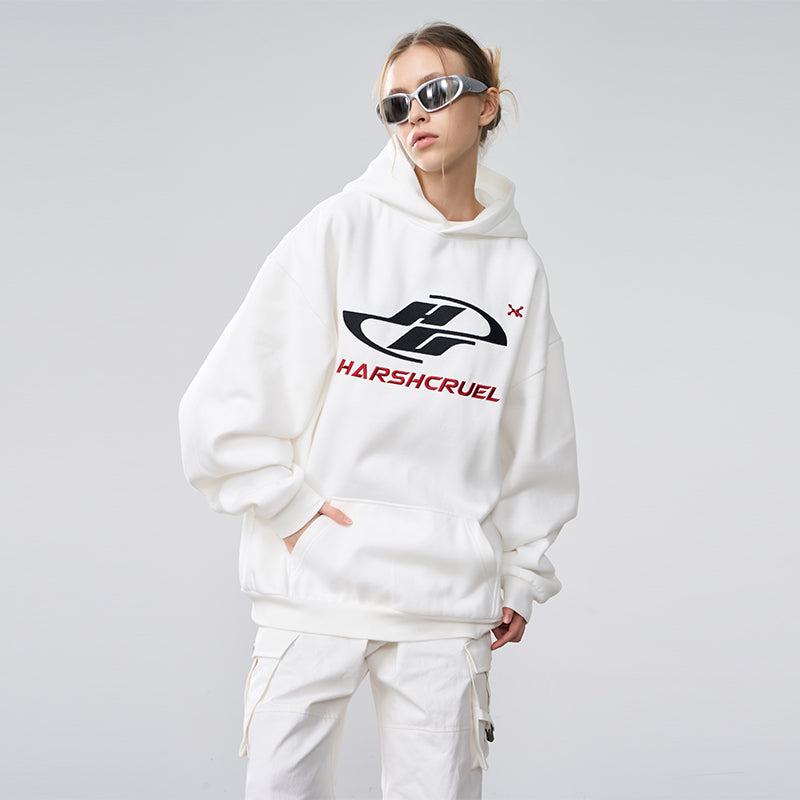 Dynamic Embroidered Logo Loose Hoodie Dynamic Embroidered Logo Loose Hoodie