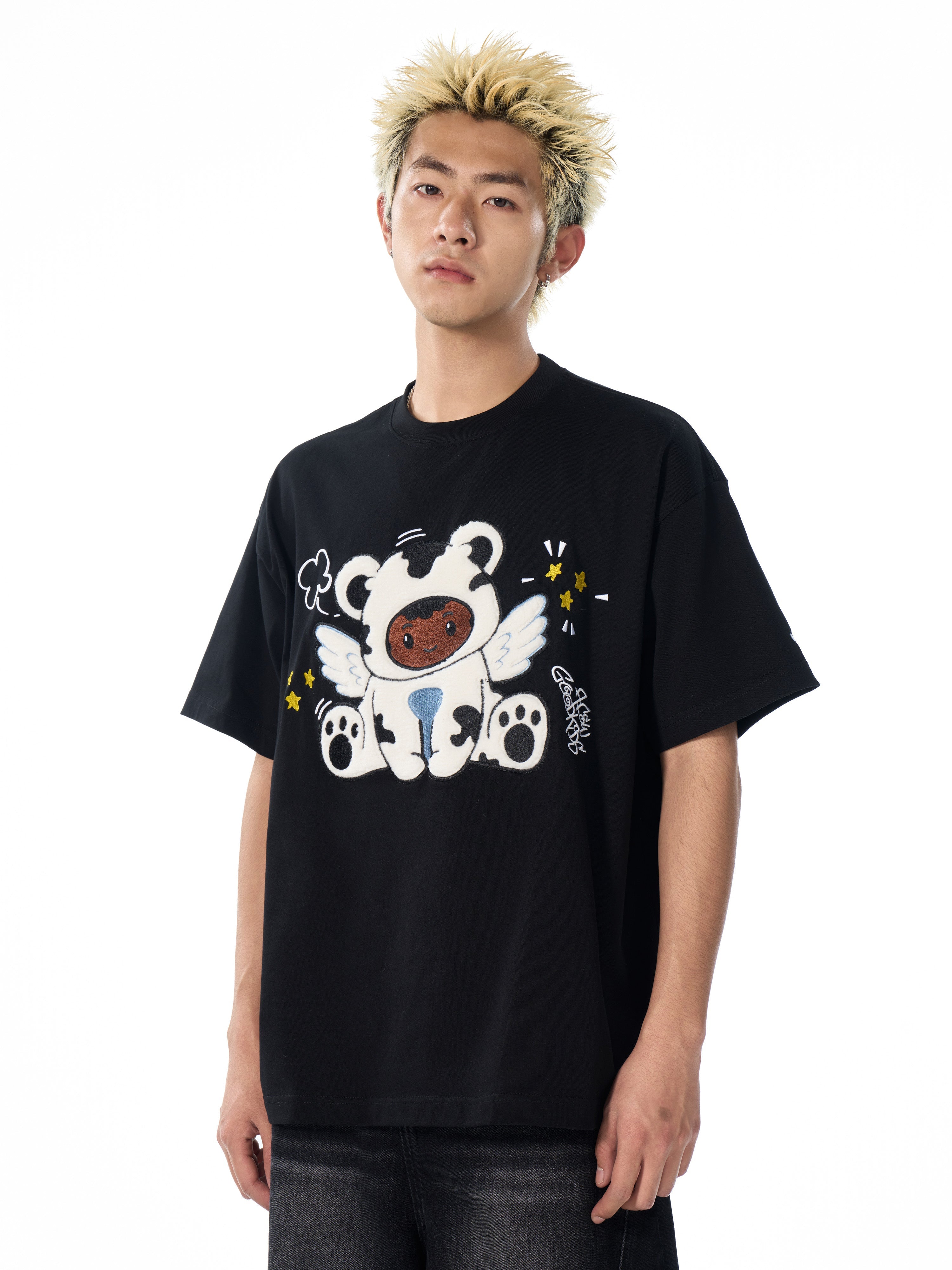 DONCARE(AFGK) "Flocked angel logo tee" DONCARE(AFGK) "Flocked angel logo tee"