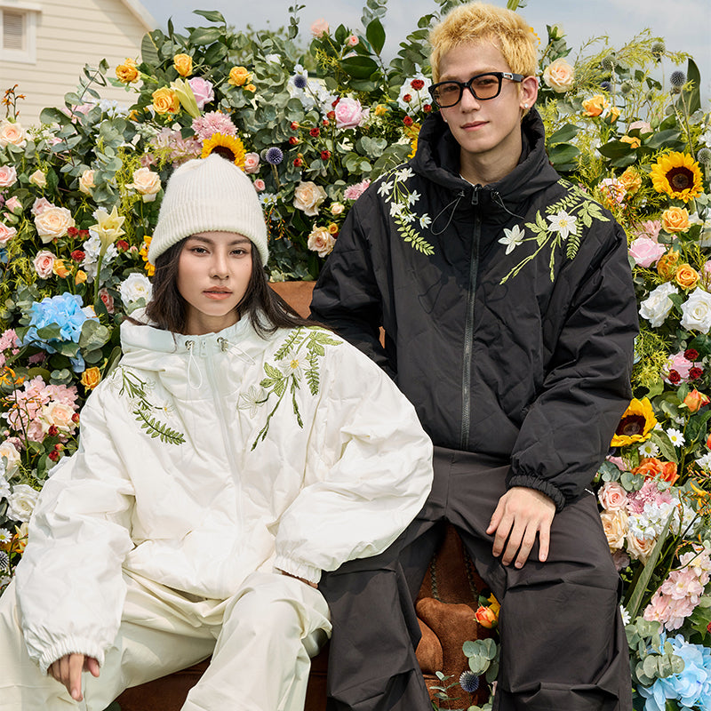 Floral Quilted Hooded Down Coat Floral Quilted Hooded Down Coat