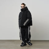 Stand Up Collar Striped Hooded Down Jacket Stand Up Collar Striped Hooded Down Jacket