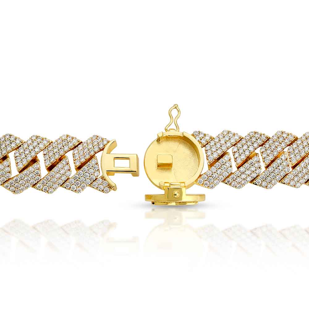 3 Row Diamond Cuban Chain 18mm 3 Row Diamond Cuban Chain 18mm