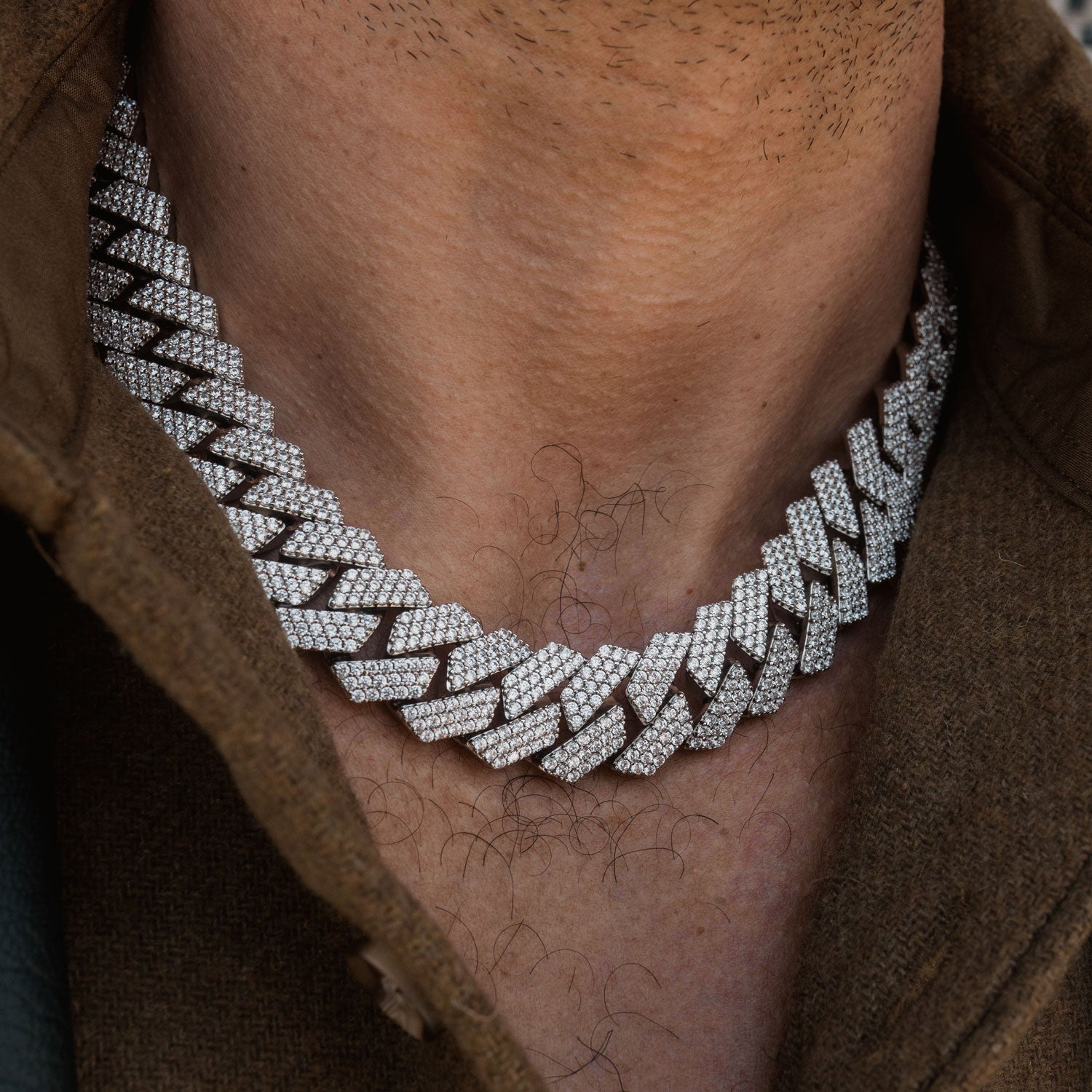 3 Row Diamond Cuban Chain 18mm 3 Row Diamond Cuban Chain 18mm