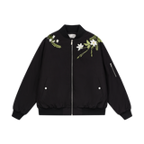 Floral Text Embroidered Bomber Jacket Floral Text Embroidered Bomber Jacket