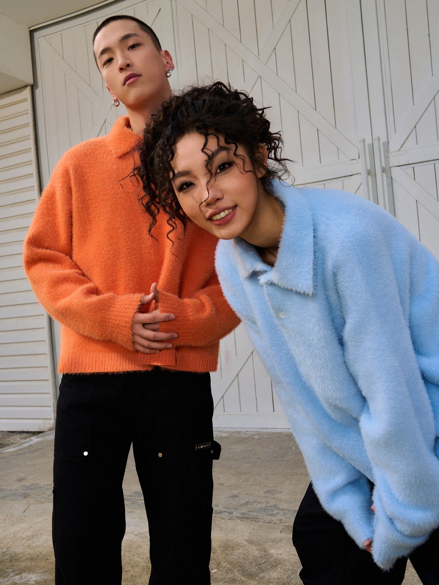 DONCARE(AFGK) "Faux fur long sleeve sweater" DONCARE(AFGK) "Faux fur long sleeve sweater"