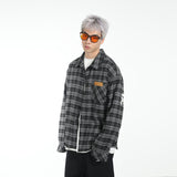 Leather Embroidered Gothic Logo Plaid L/S Shirt Leather Embroidered Gothic Logo Plaid L/S Shirt