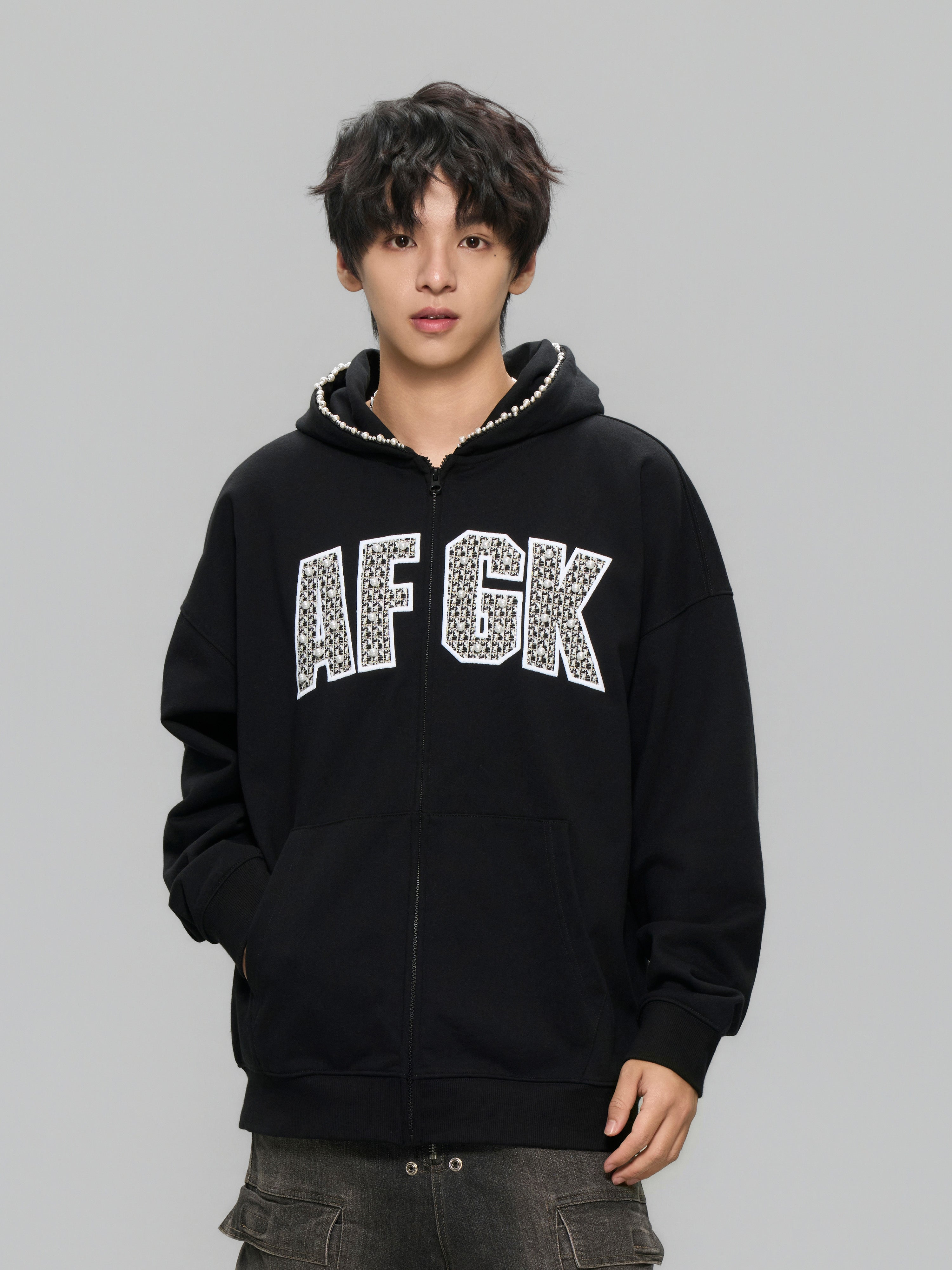 DONCARE(AFGK) "Pearl logo zip hoodie" DONCARE(AFGK) "Pearl logo zip hoodie"