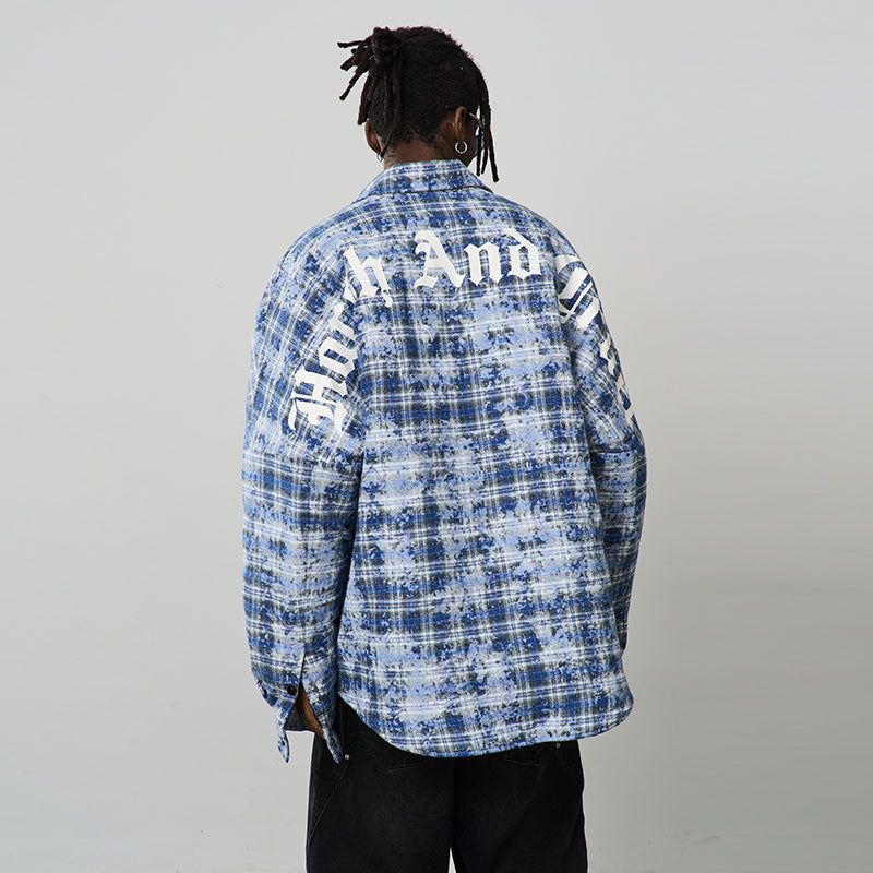 Tie Dyed Plaid Gothic Logo Shirt Tie Dyed Plaid Gothic Logo Shirt