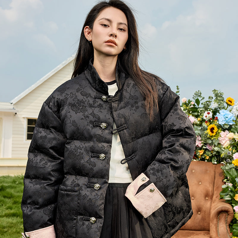 Floral Jacquard Chinese Style Cotton Coat Floral Jacquard Chinese Style Cotton Coat