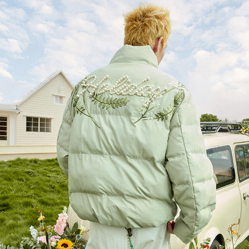 Floral Pearl Embroidery Down Jacket Floral Pearl Embroidery Down Jacket