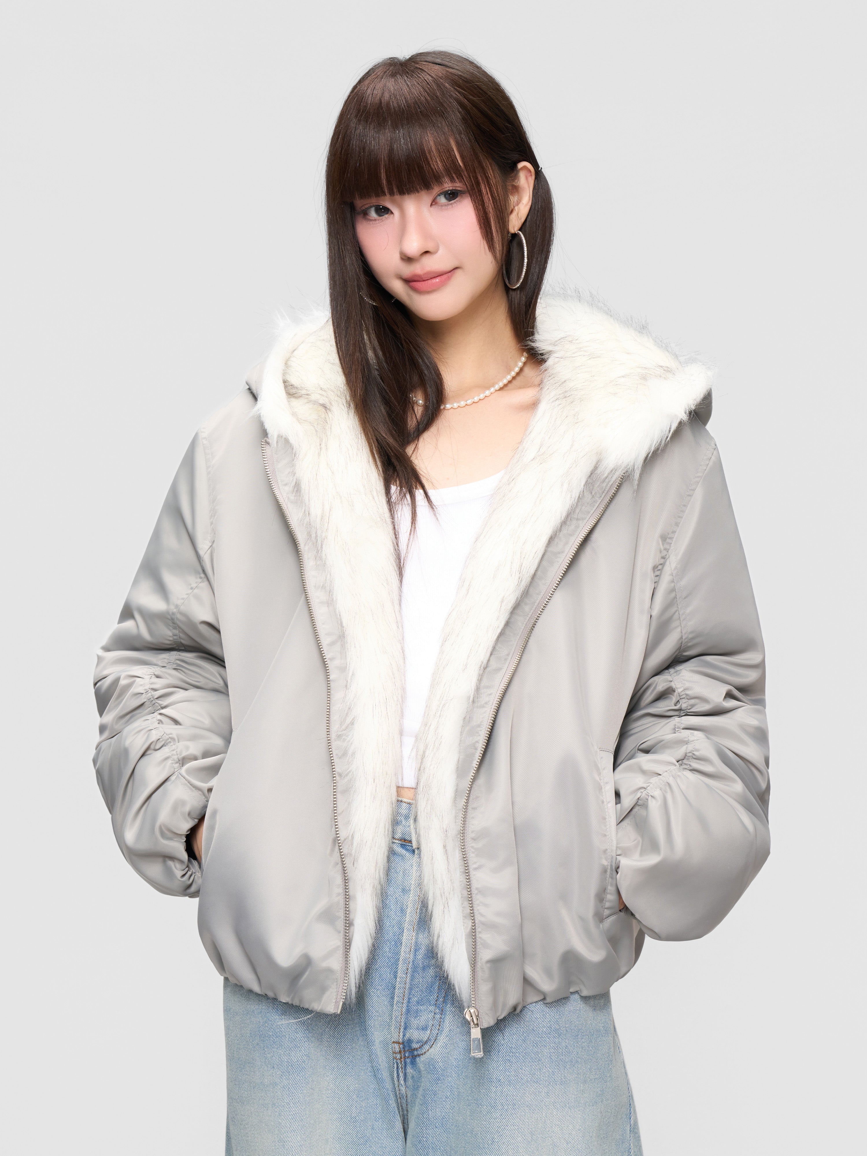 DONCARE(AFGK) "Fur trimmed hooded jacket" DONCARE(AFGK) "Fur trimmed hooded jacket"