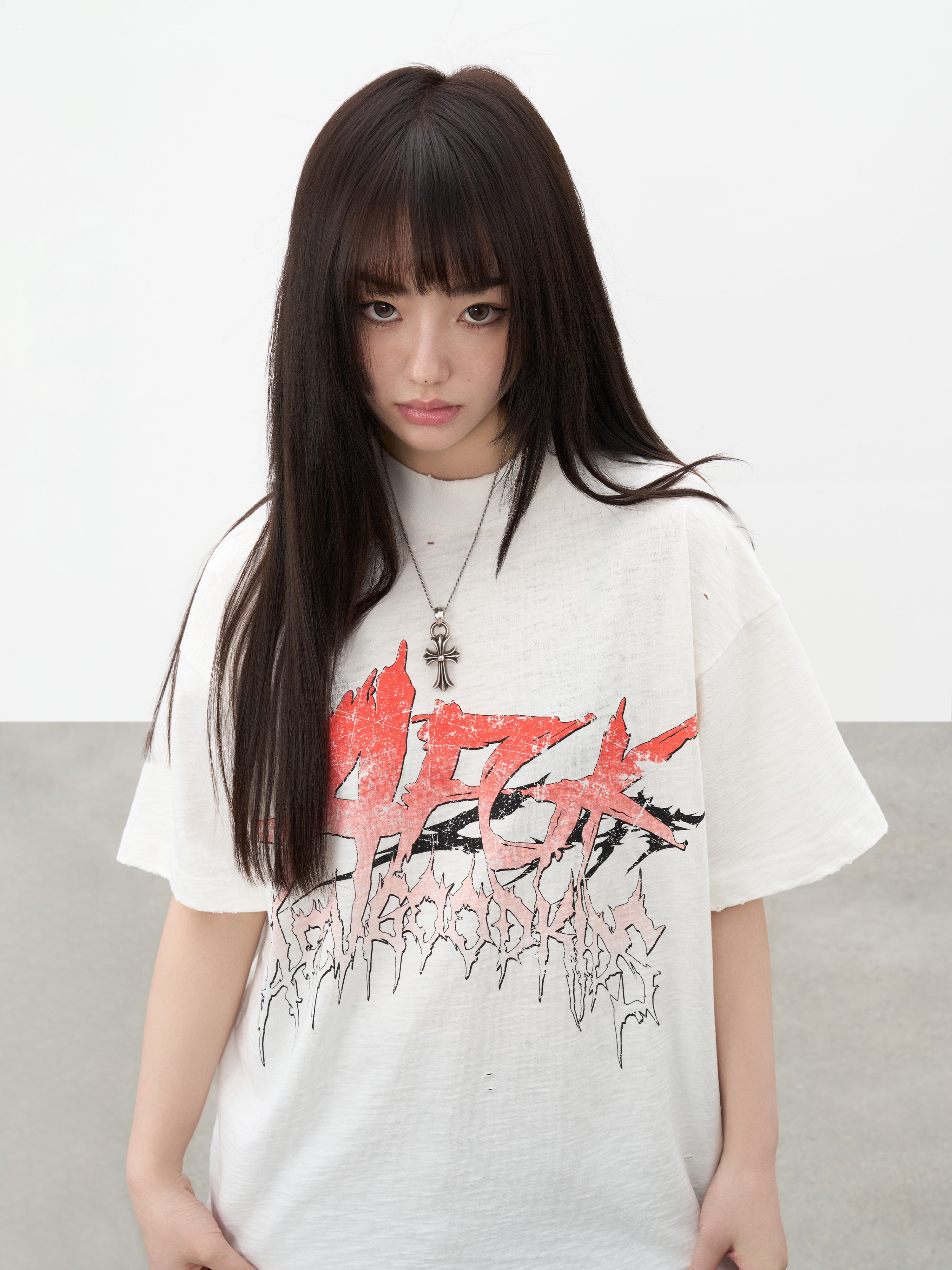 DONCARE(AFGK) "Distressed band tee" DONCARE(AFGK) "Distressed band tee"