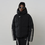 Stand Up Collar Striped Hooded Down Jacket Stand Up Collar Striped Hooded Down Jacket