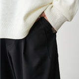 Pleated Irregular Straight Trousers Pleated Irregular Straight Trousers