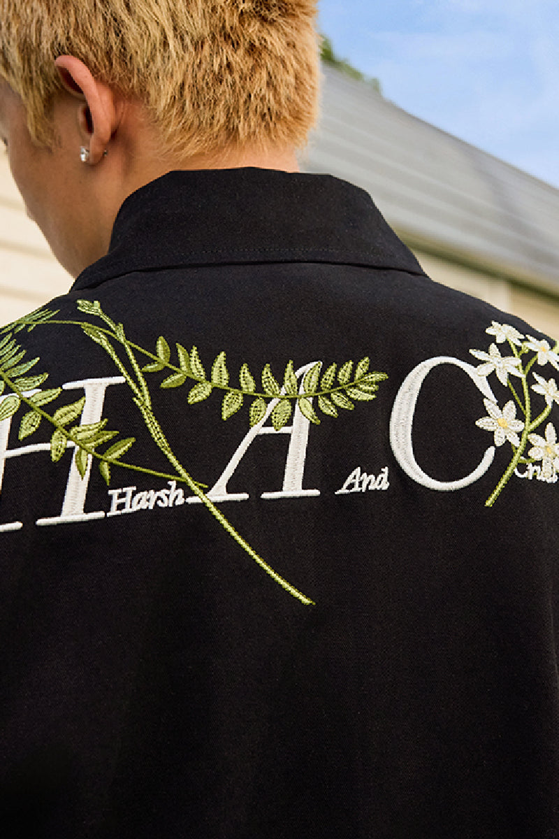 Minimalist Green Floral Embroidered Blazer Jacket Minimalist Green Floral Embroidered Blazer Jacket