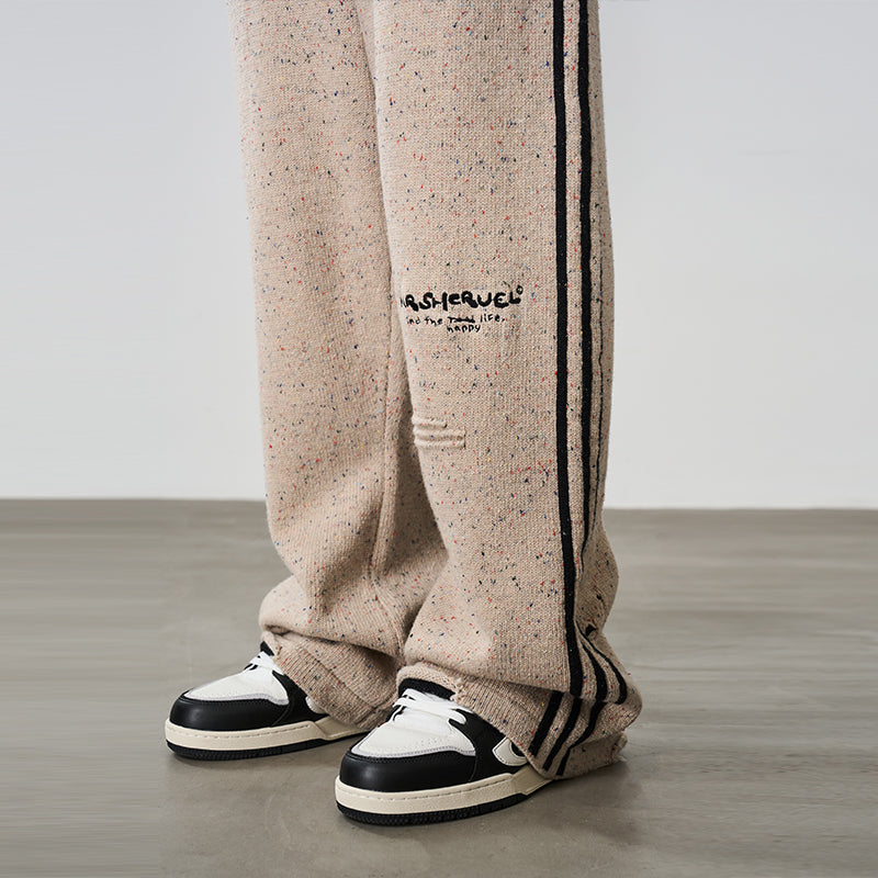 Striped Embroidered Knitted Trousers Striped Embroidered Knitted Trousers