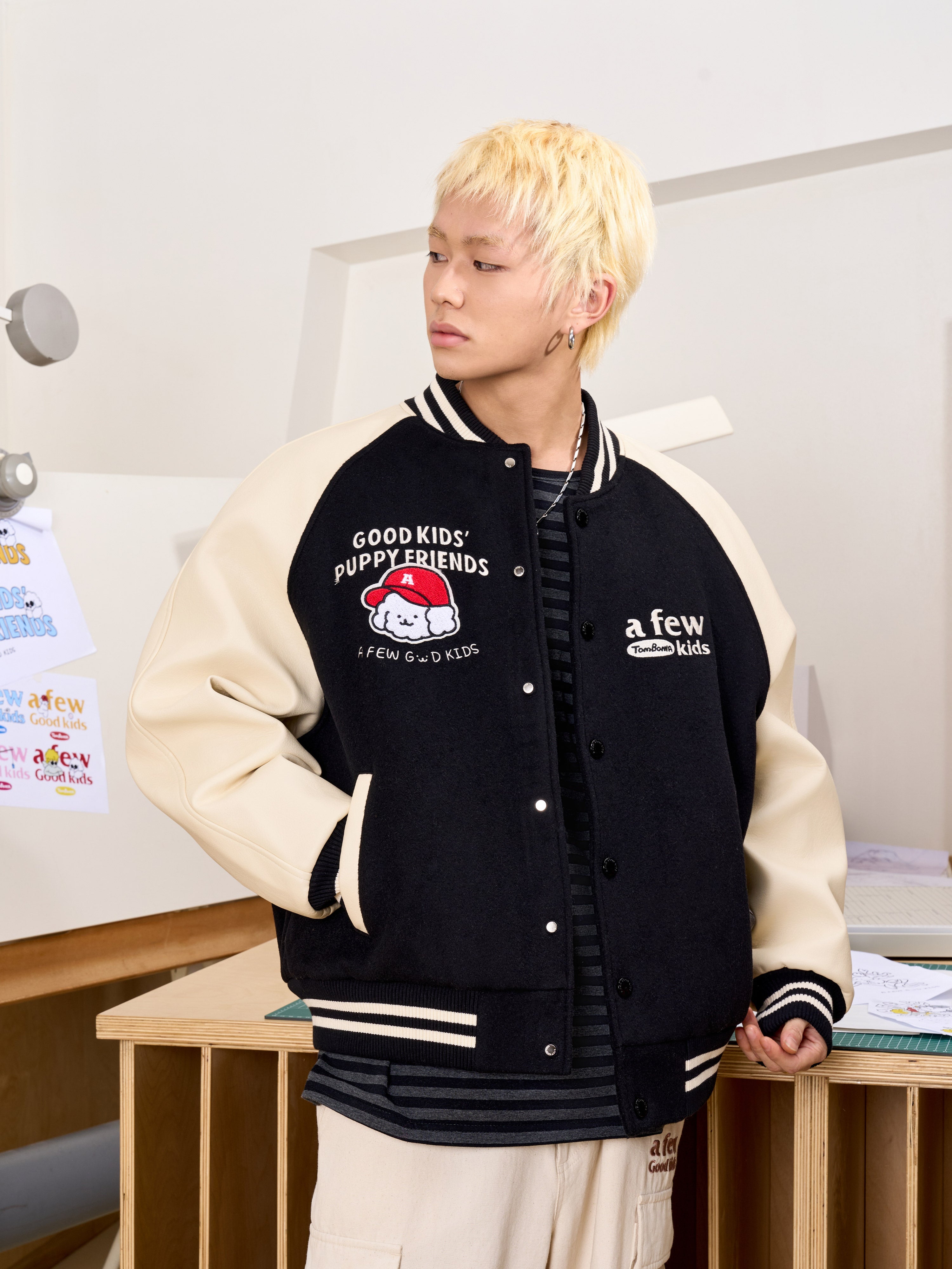 AFGK X TOMBONIA "Puppy logo varsity jacket" AFGK X TOMBONIA "Puppy logo varsity jacket"