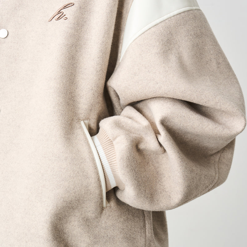 Contrast Stitching Embroidered Varsity Jacket Contrast Stitching Embroidered Varsity Jacket