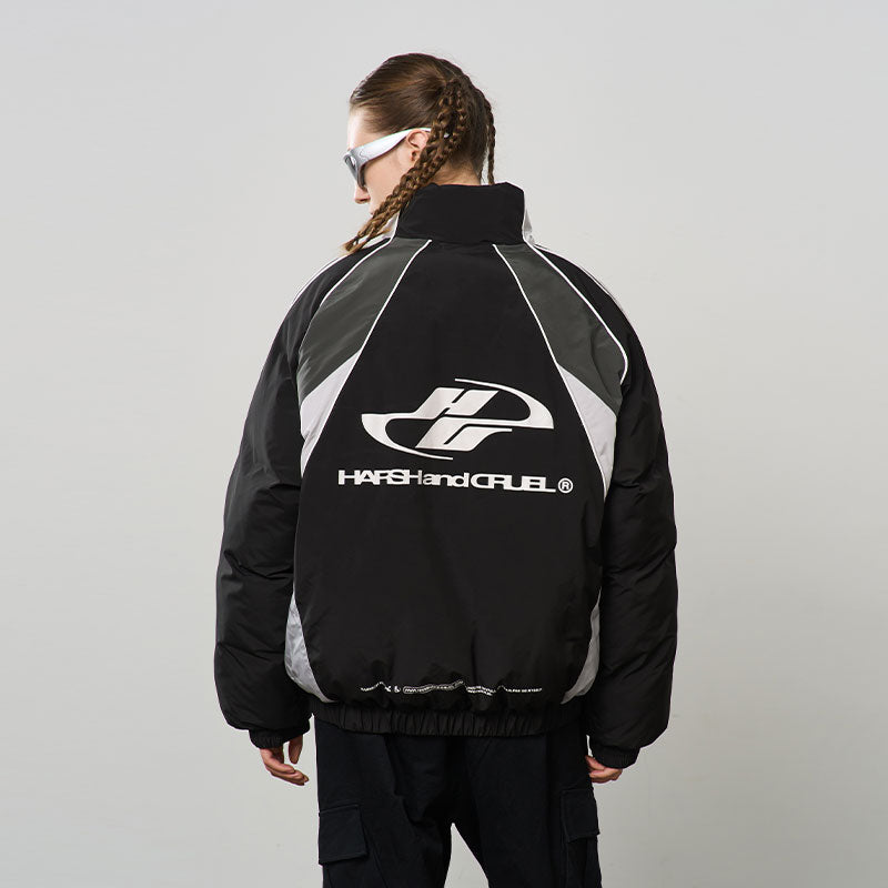 Contrast Splicing Striped Logo Jacket Contrast Splicing Striped Logo Jacket