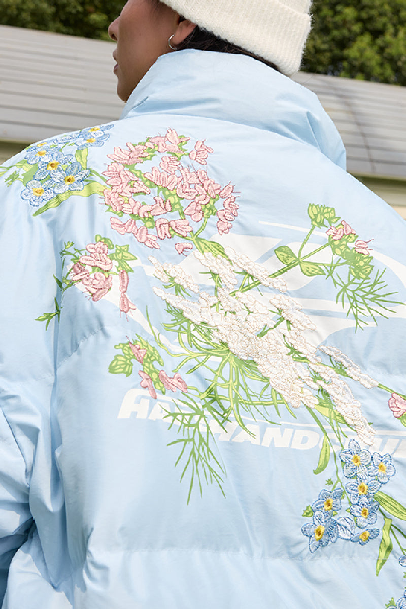Floral Logo Embroidered Puffer Jacket Floral Logo Embroidered Puffer Jacket