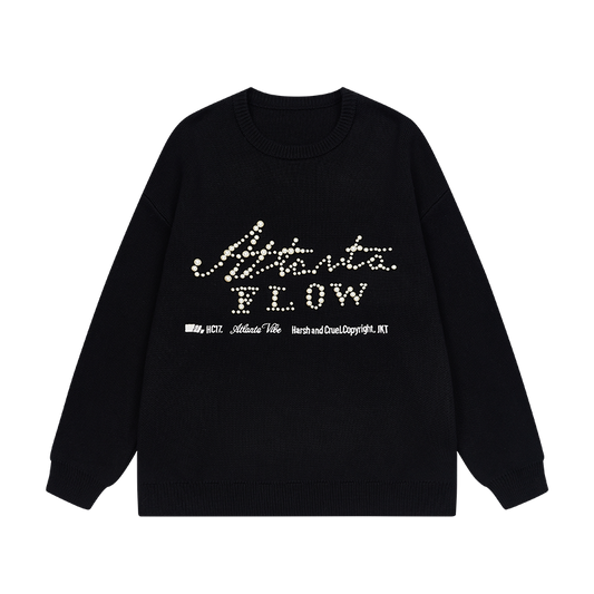 Vintage Pearl Embroidered Knit Sweater