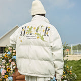 Daisy Embroidery PU Padded Jacket Daisy Embroidery PU Padded Jacket