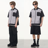 Contrast Stitching Deconstructed Zipper Shirt Contrast Stitching Deconstructed Zipper Shirt