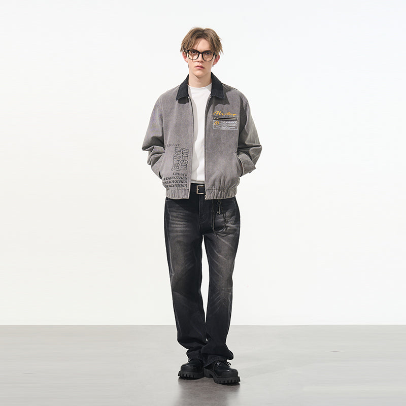 Washed Retro Printed Jacket Washed Retro Printed Jacket