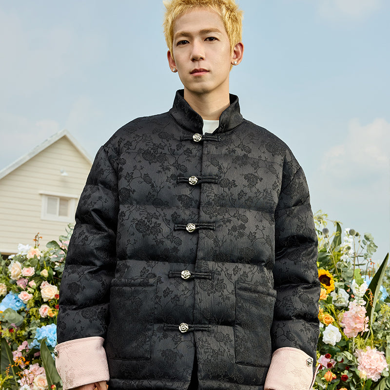 Floral Jacquard Chinese Style Cotton Coat Floral Jacquard Chinese Style Cotton Coat