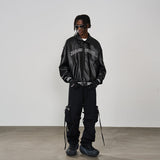 Embroidered Loose Leather Jacket Embroidered Loose Leather Jacket