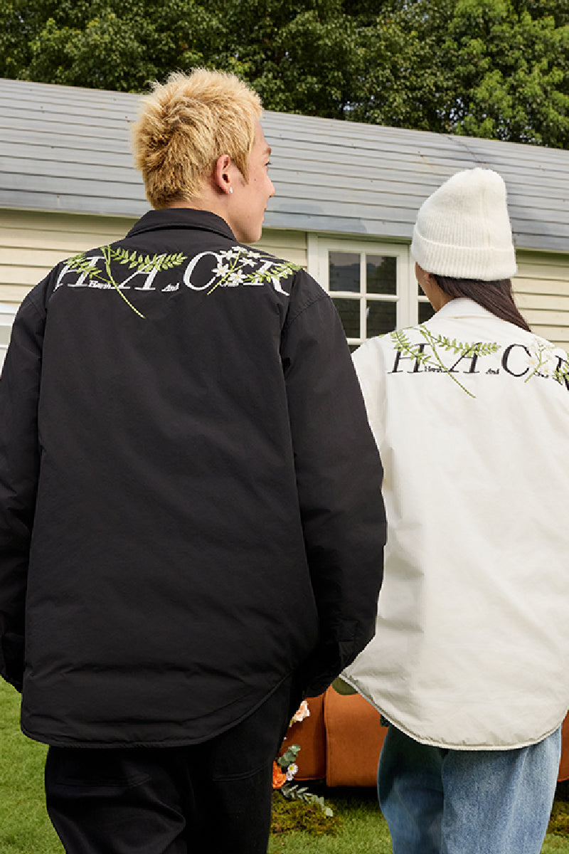 Minimalist Floral Embroidered Down Shirt Minimalist Floral Embroidered Down Shirt