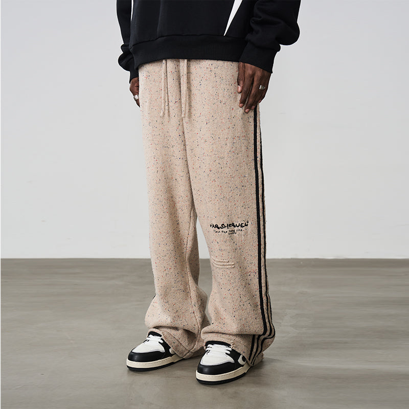 Striped Embroidered Knitted Trousers Striped Embroidered Knitted Trousers