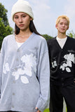 Rose Patches Knit Cardigan Sweater Rose Patches Knit Cardigan Sweater