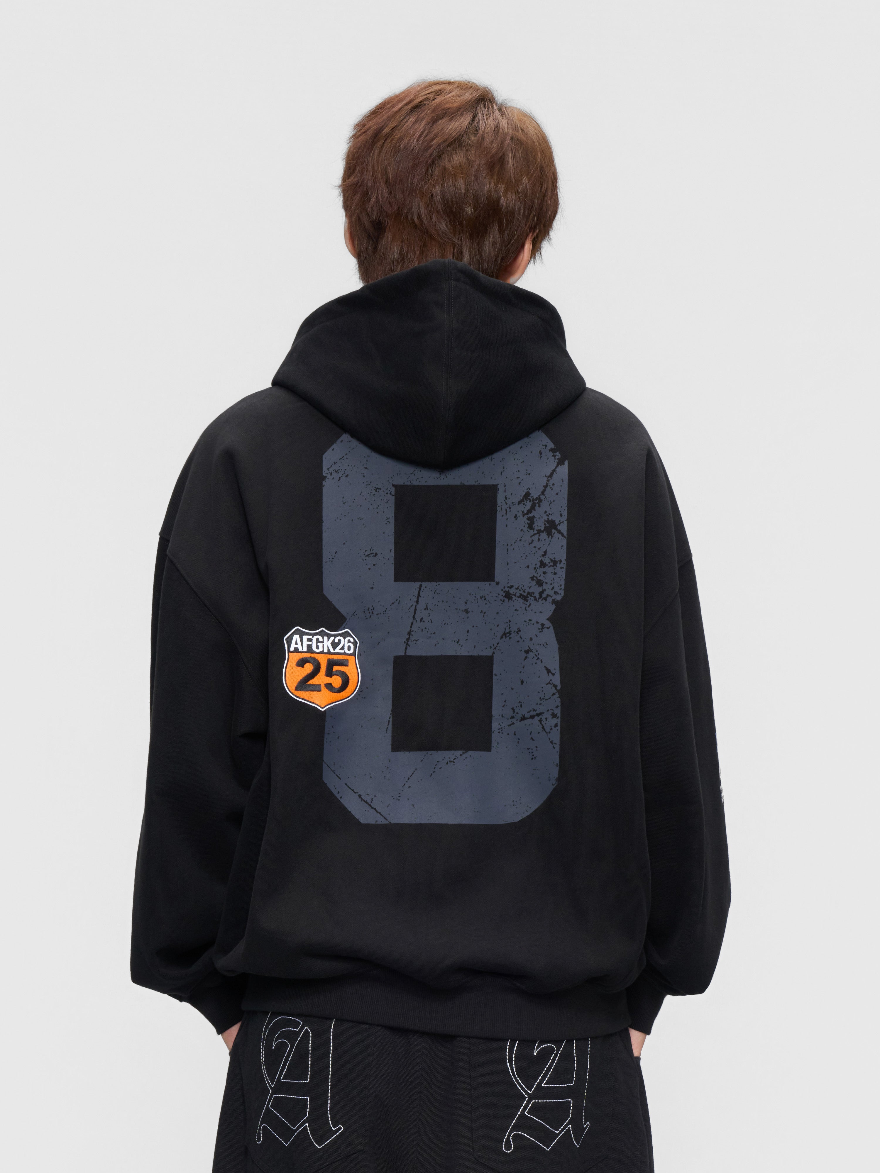 DONCARE(AFGK) "Distressed logo zip hoodie" DONCARE(AFGK) "Distressed logo zip hoodie"