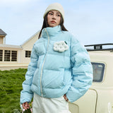 Detachable Padded Contrast Zip Down Coat Detachable Padded Contrast Zip Down Coat