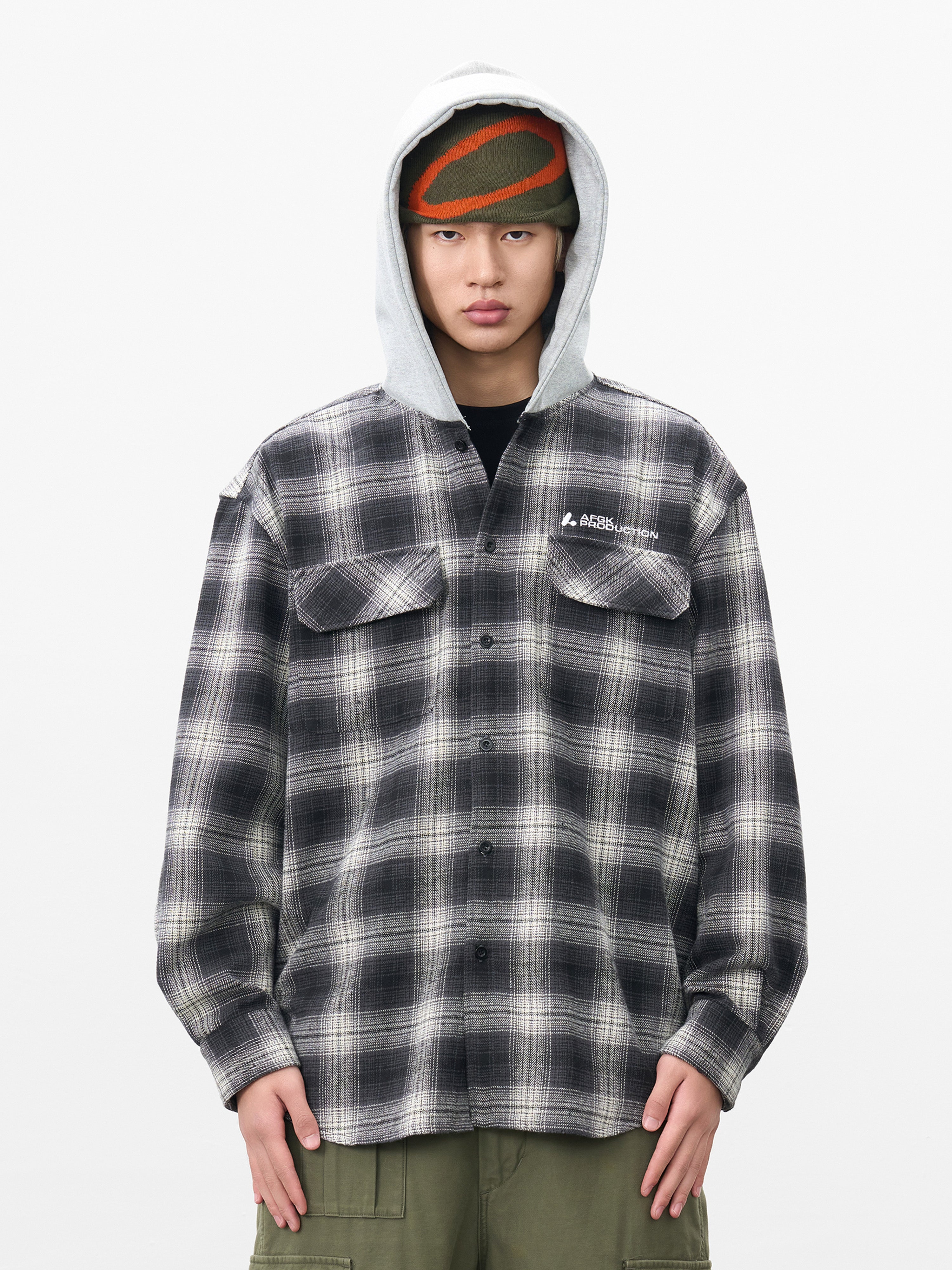 DONCARE(AFGK) "Hooded check shirt" DONCARE(AFGK) "Hooded check shirt"