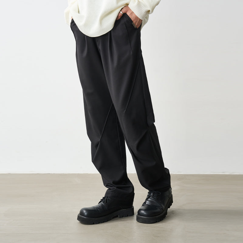 Pleated Irregular Straight Trousers Pleated Irregular Straight Trousers