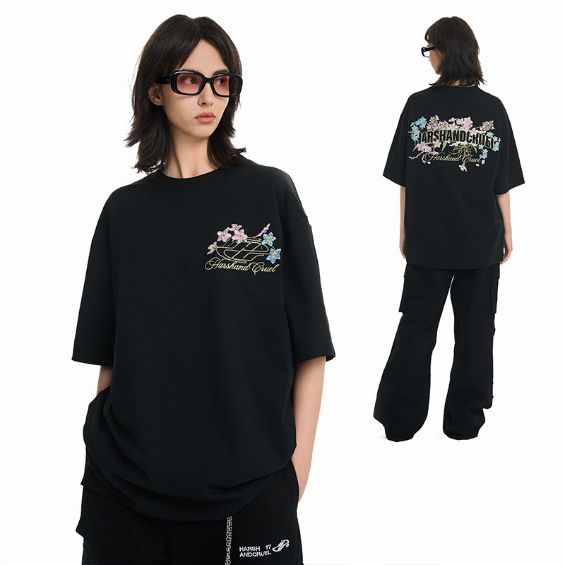 Blooming Flowers Embroidered Tee Blooming Flowers Embroidered Tee