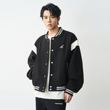 Contrast Stitching Embroidered Varsity Jacket Contrast Stitching Embroidered Varsity Jacket