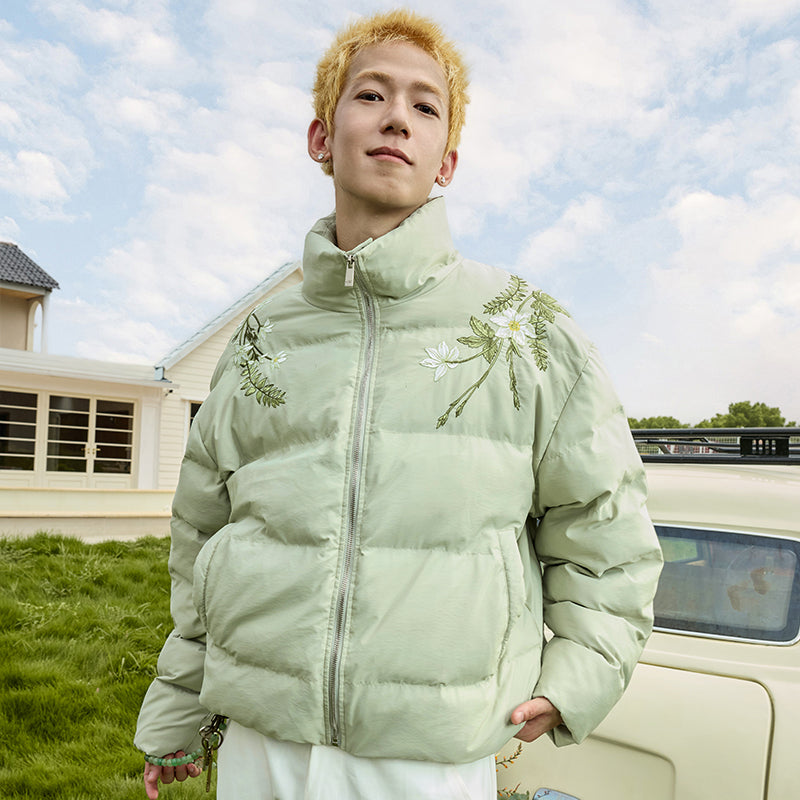 Floral Pearl Embroidery Down Jacket Floral Pearl Embroidery Down Jacket