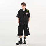 Floral Embroidery Draped Suit Shorts Floral Embroidery Draped Suit Shorts