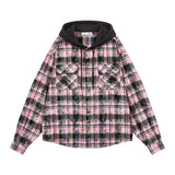 Handwritten Plaid Hooded Shirt Handwritten Plaid Hooded Shirt