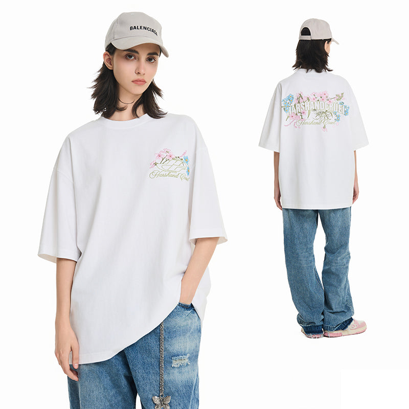 Blooming Flowers Embroidered Tee Blooming Flowers Embroidered Tee