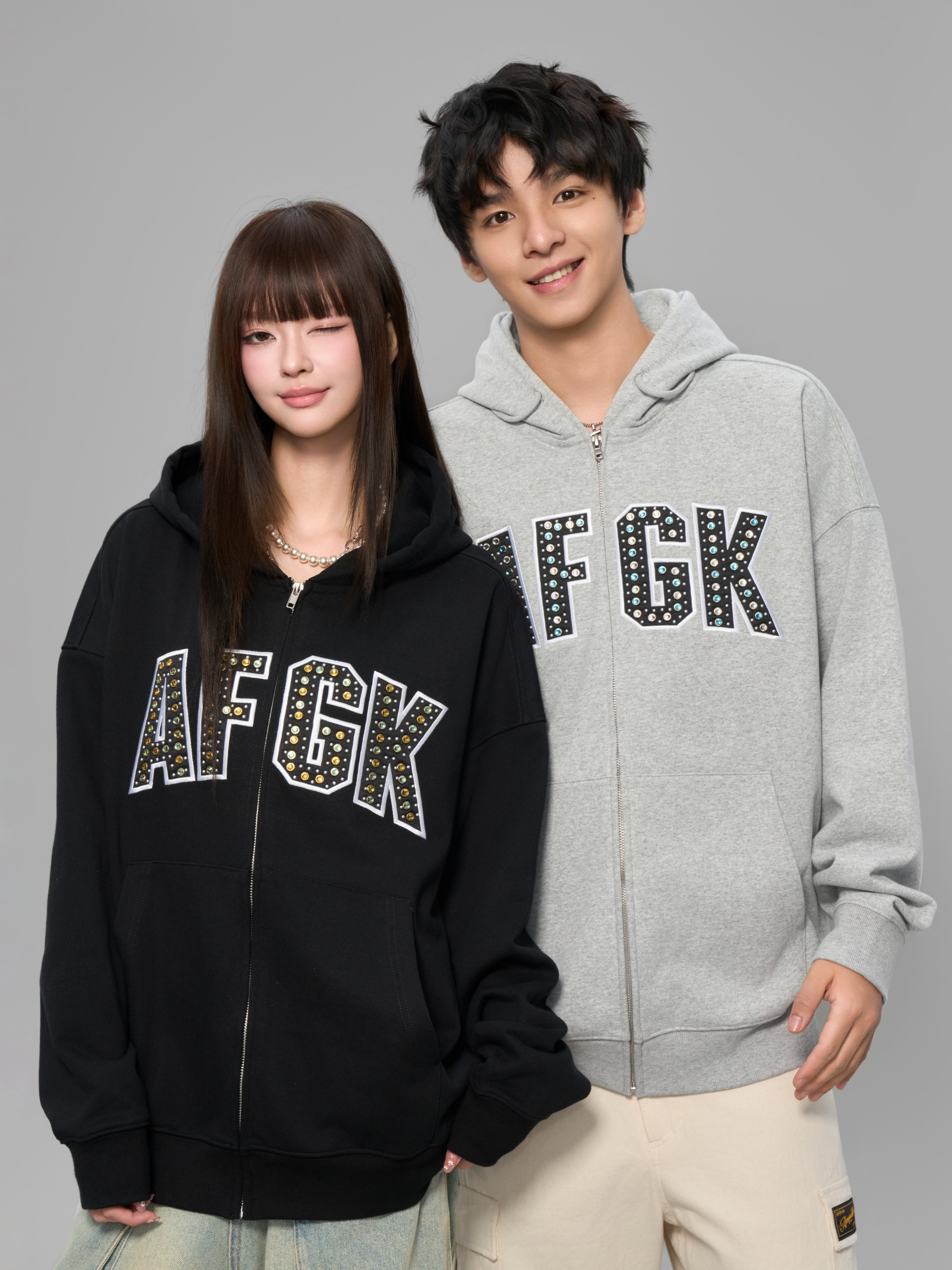 Crystal studs zip hoodie Crystal studs zip hoodie