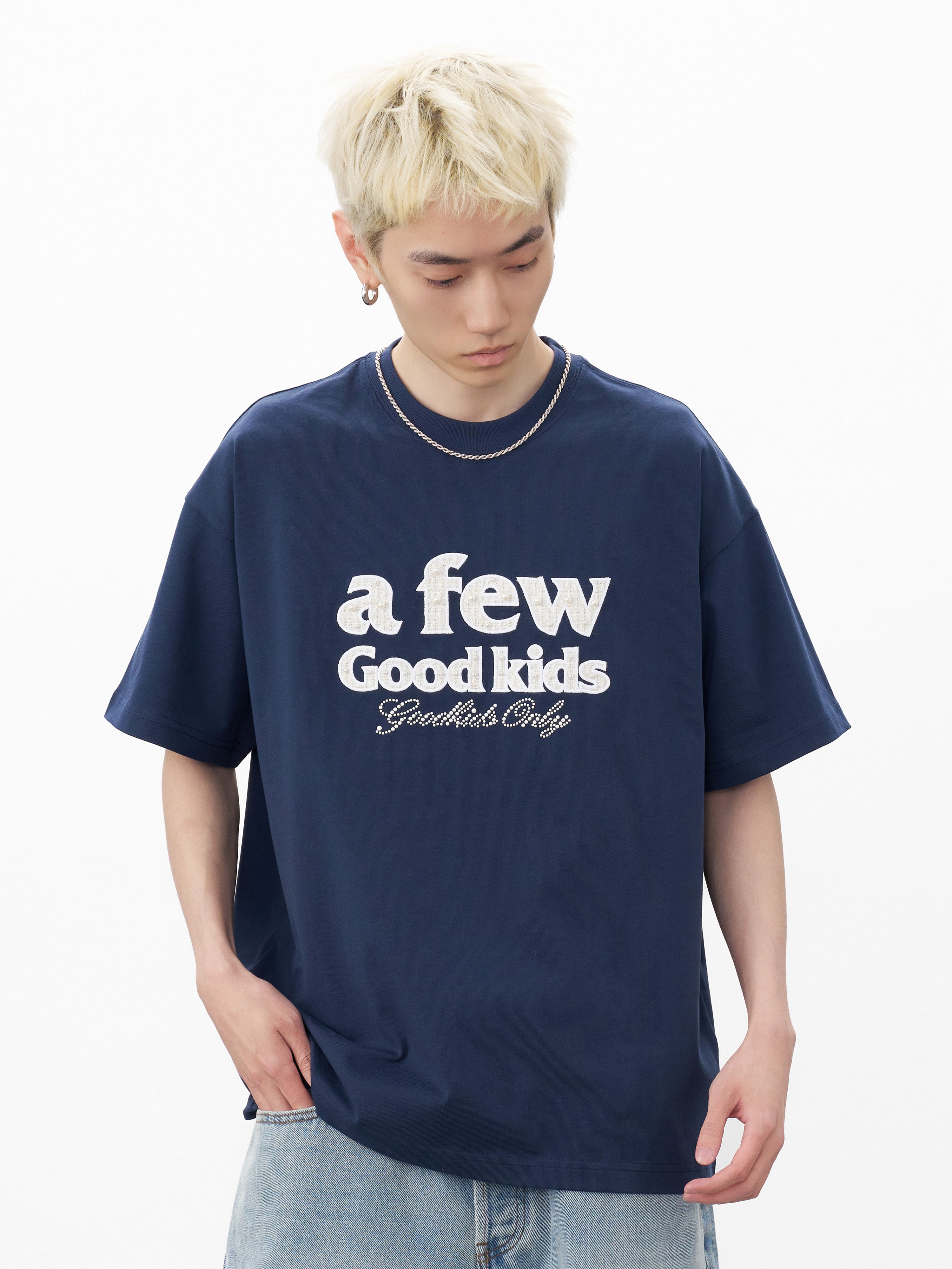 DONCARE(AFGK) "Embroidered tweed logo tee" DONCARE(AFGK) "Embroidered tweed logo tee"